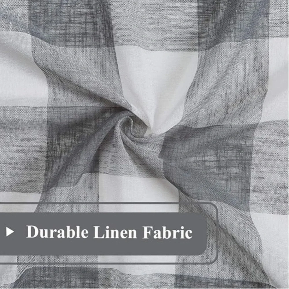 Buffalo Plaid Checkered Sheer CurtainsGrey /White Buffalo Plaid Gingham Curtains